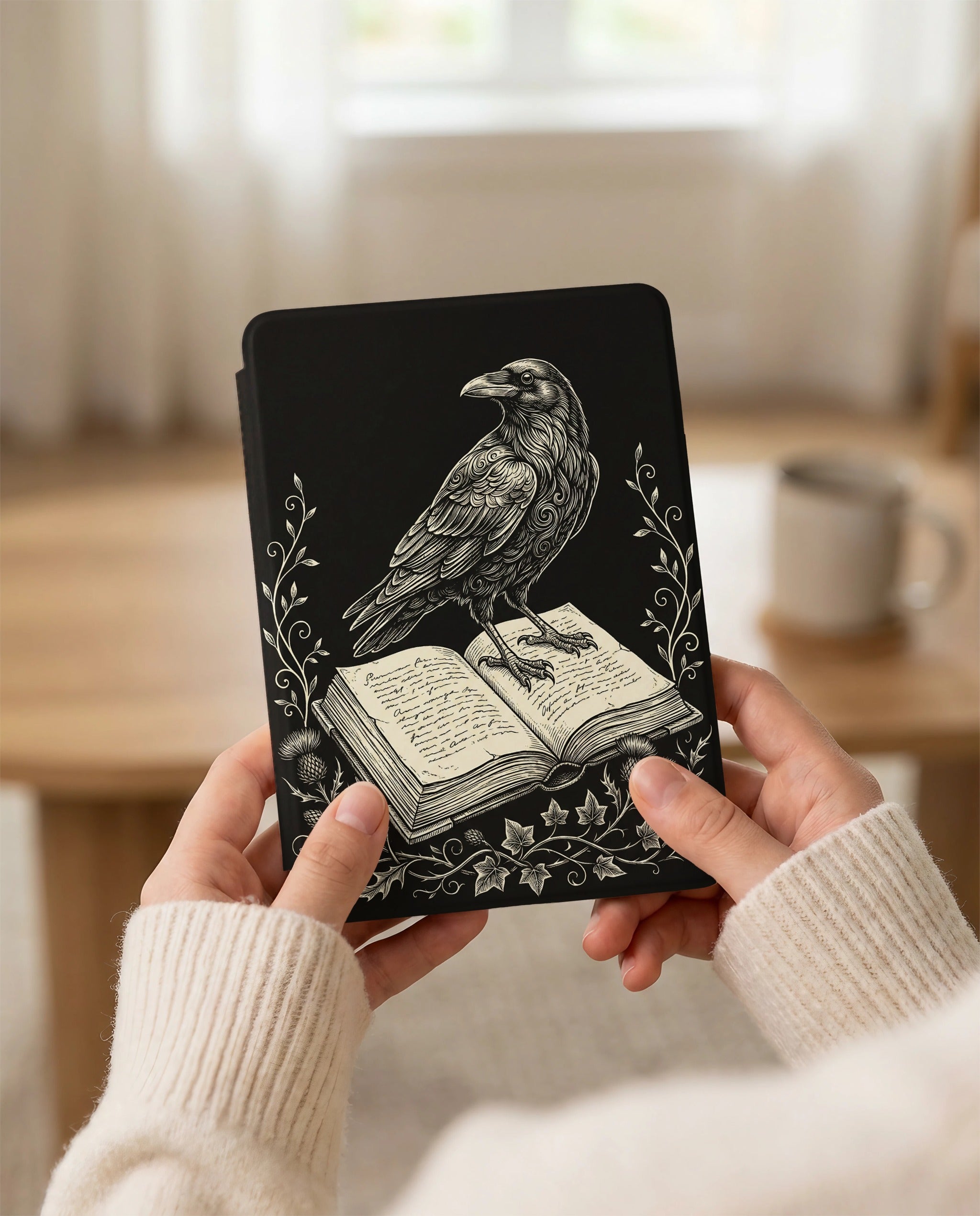 Raven on Book Kindle Case — Gothic Book Lover Gift