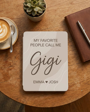 Personalized Gigi Kindle Paperwhite Case — Minimal Design with Grandkids Names