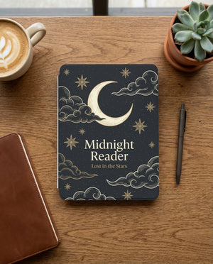 Midnight Reader Kindle Case — Lost in Stars Larger Moon Serene