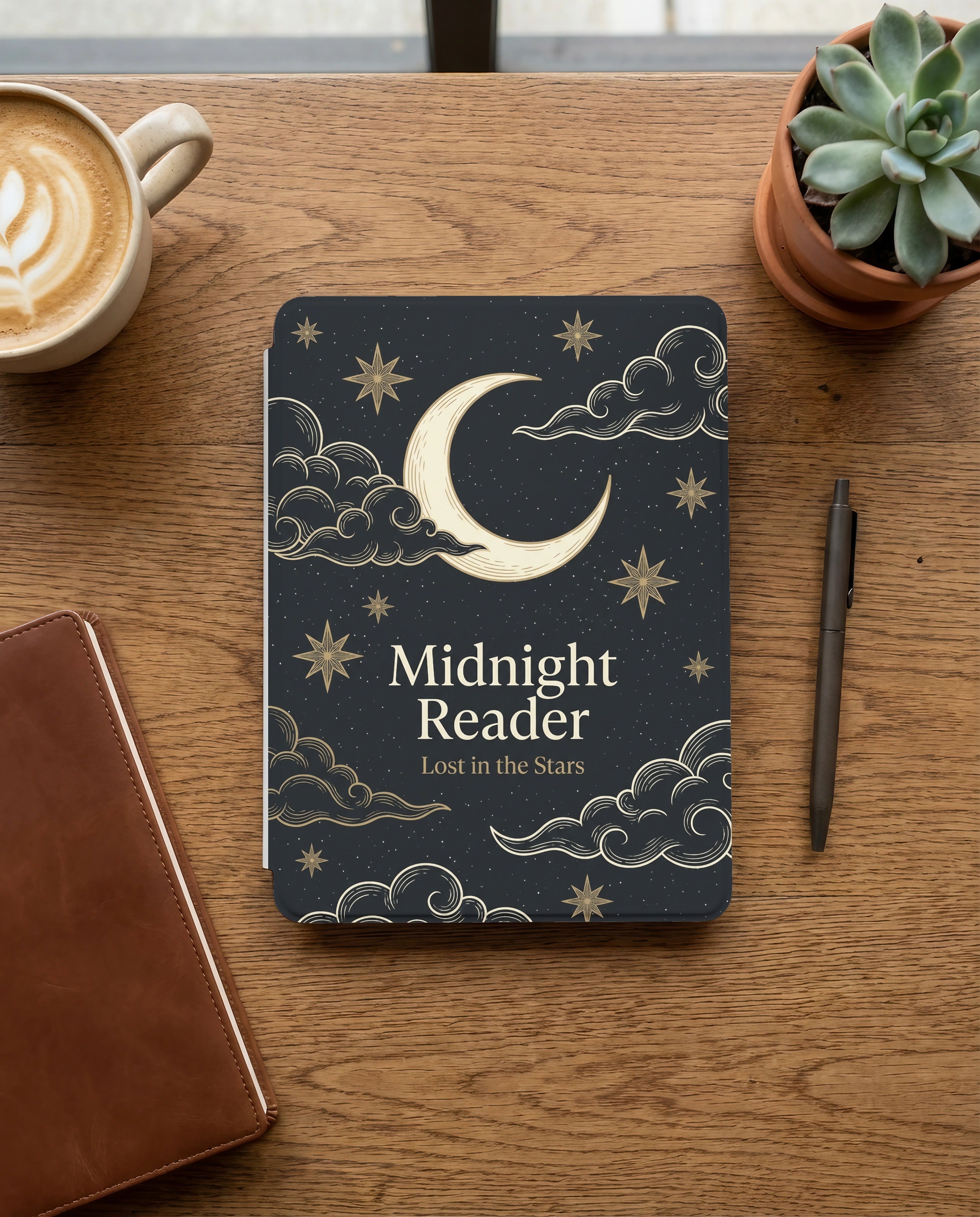 Midnight Reader Kindle Case — Lost in Stars Larger Moon Serene