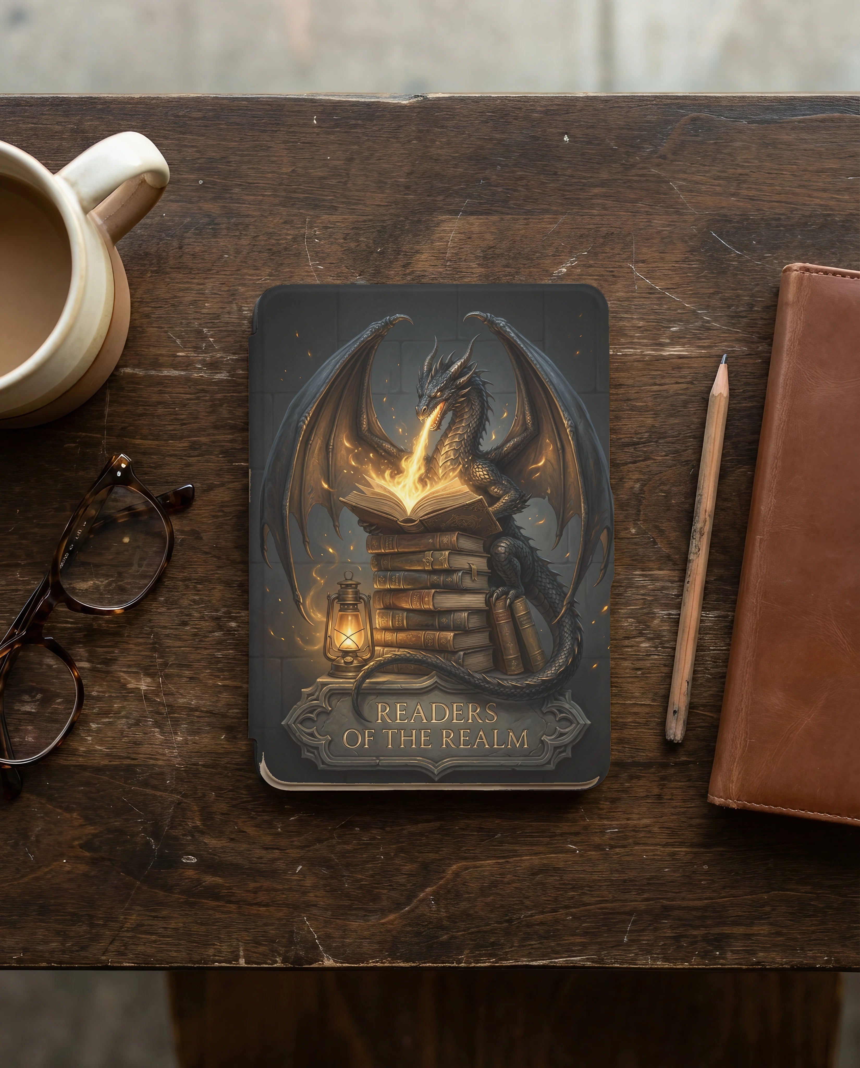 Readers of the Realm Dragon Kindle Case — Fantasy Lover Gift