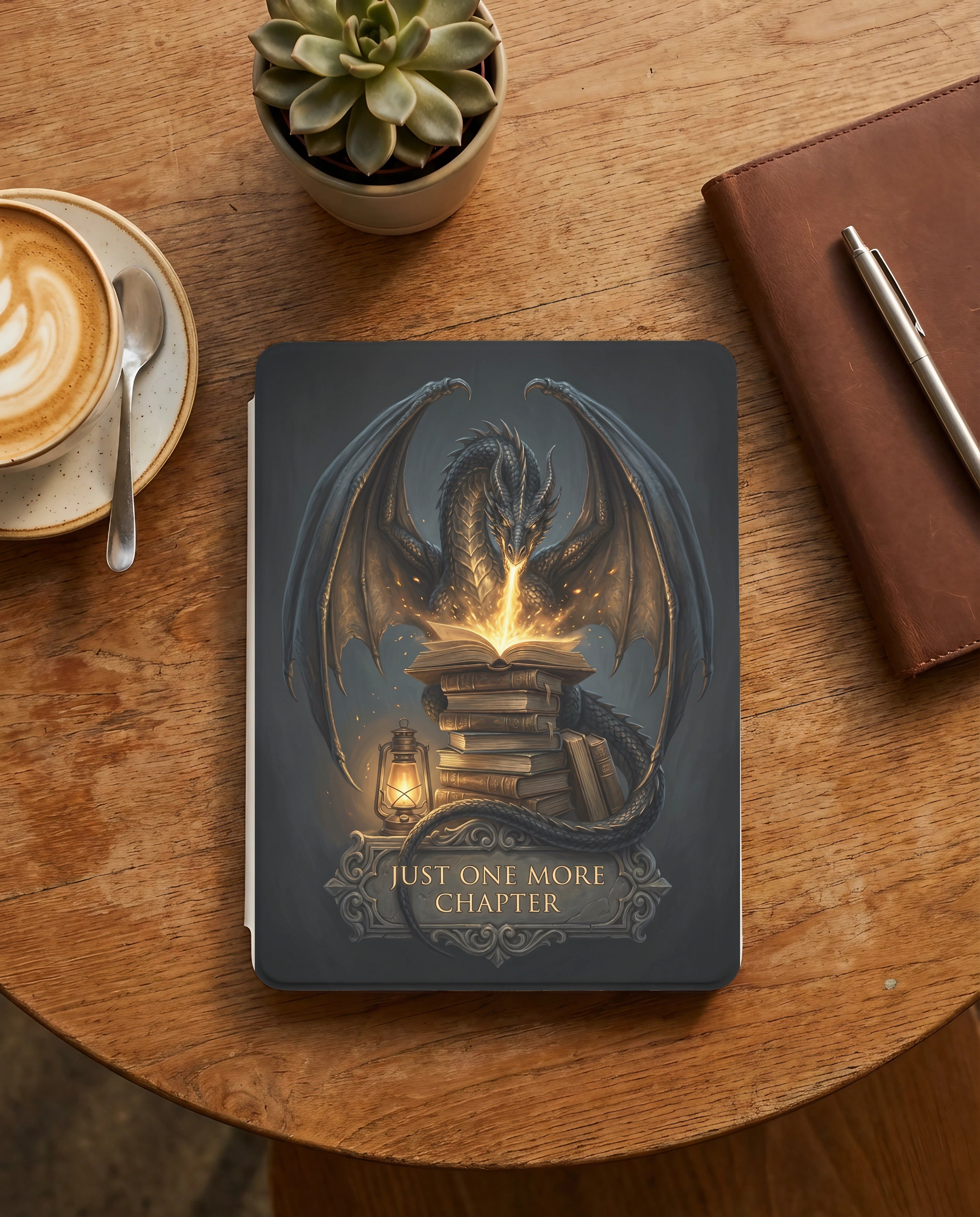 Just One More Chapter Dragon Kindle Case — Fantasy Lover Gift