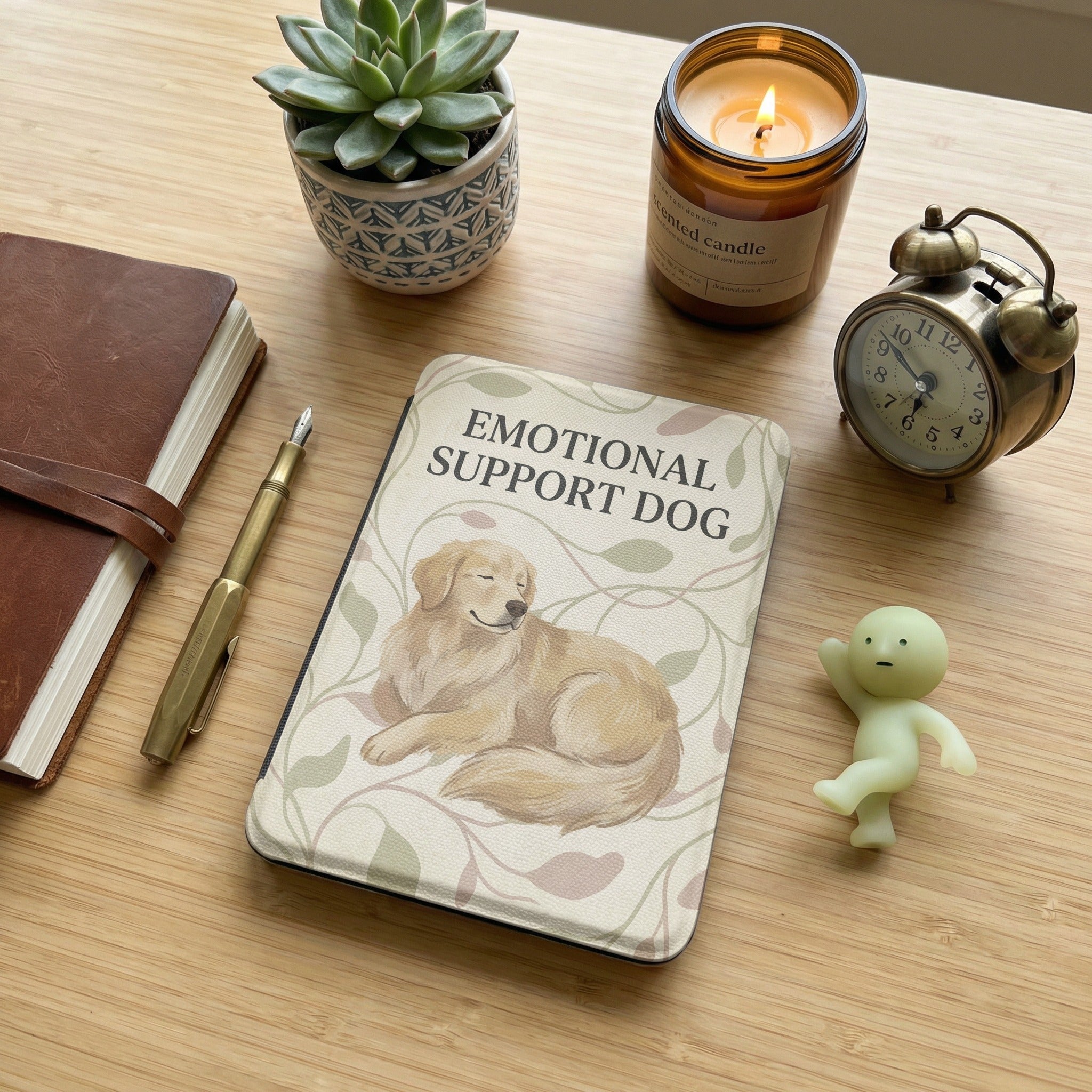Emotional Support Dog Custom Kindle Case — Vine Art Personalized Pet Portrait
