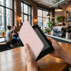 Pink Gingham Heart Kindle Paperwhite Case — Cottagecore Aesthetic Gift