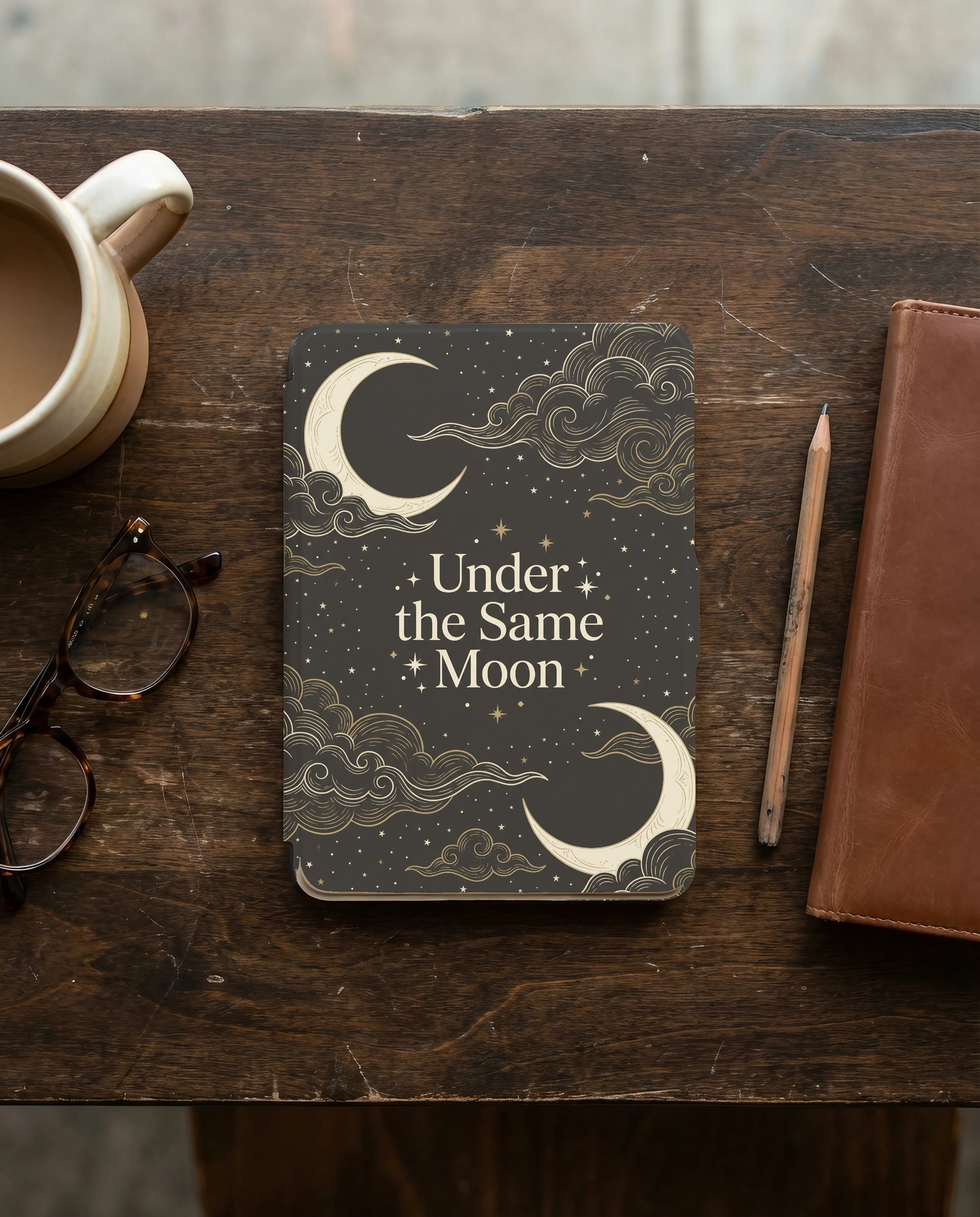 Under the Same Moon Kindle Case — Dual Crescent Romantic