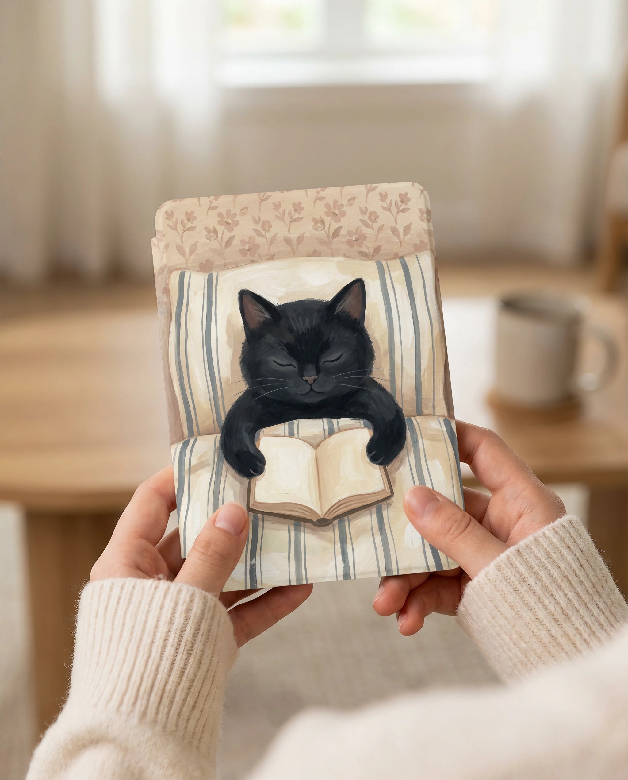 Black Cat Reading Kindle Paperwhite Case — Sleek Gift for Cat Lovers