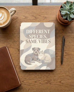 Different Species Same Vibes — Custom Dog & Cat Kindle 12th Gen Case