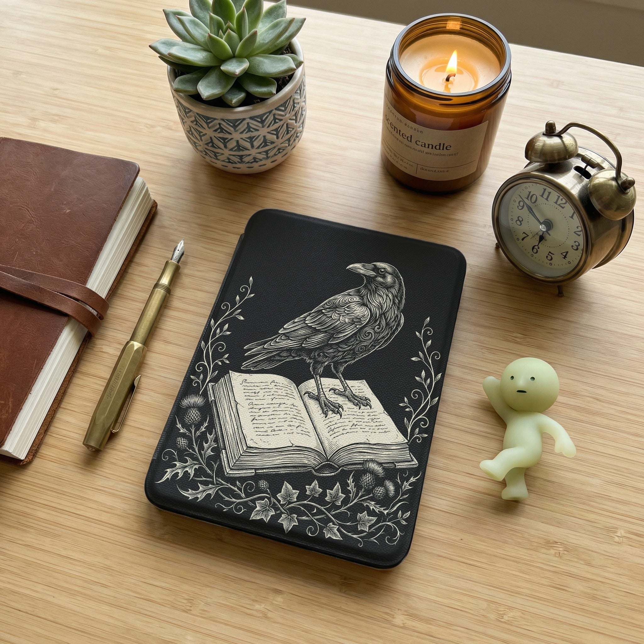 Raven on Book Kindle Case — Gothic Book Lover Gift