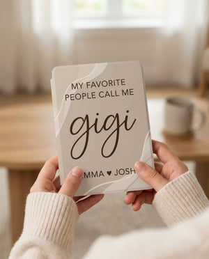 Personalized Gigi Kindle Case — Minimal Beige Design with Grandkids Names Gift