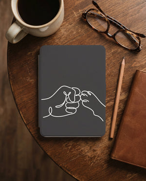 Cat Fist Bump Kindle Colorsoft Case — Minimalist Line Art Cat Parent Gift