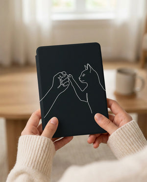 Cat Pinky Promise Kindle Paperwhite Case — Minimalist Devoted Cat Parent Gift