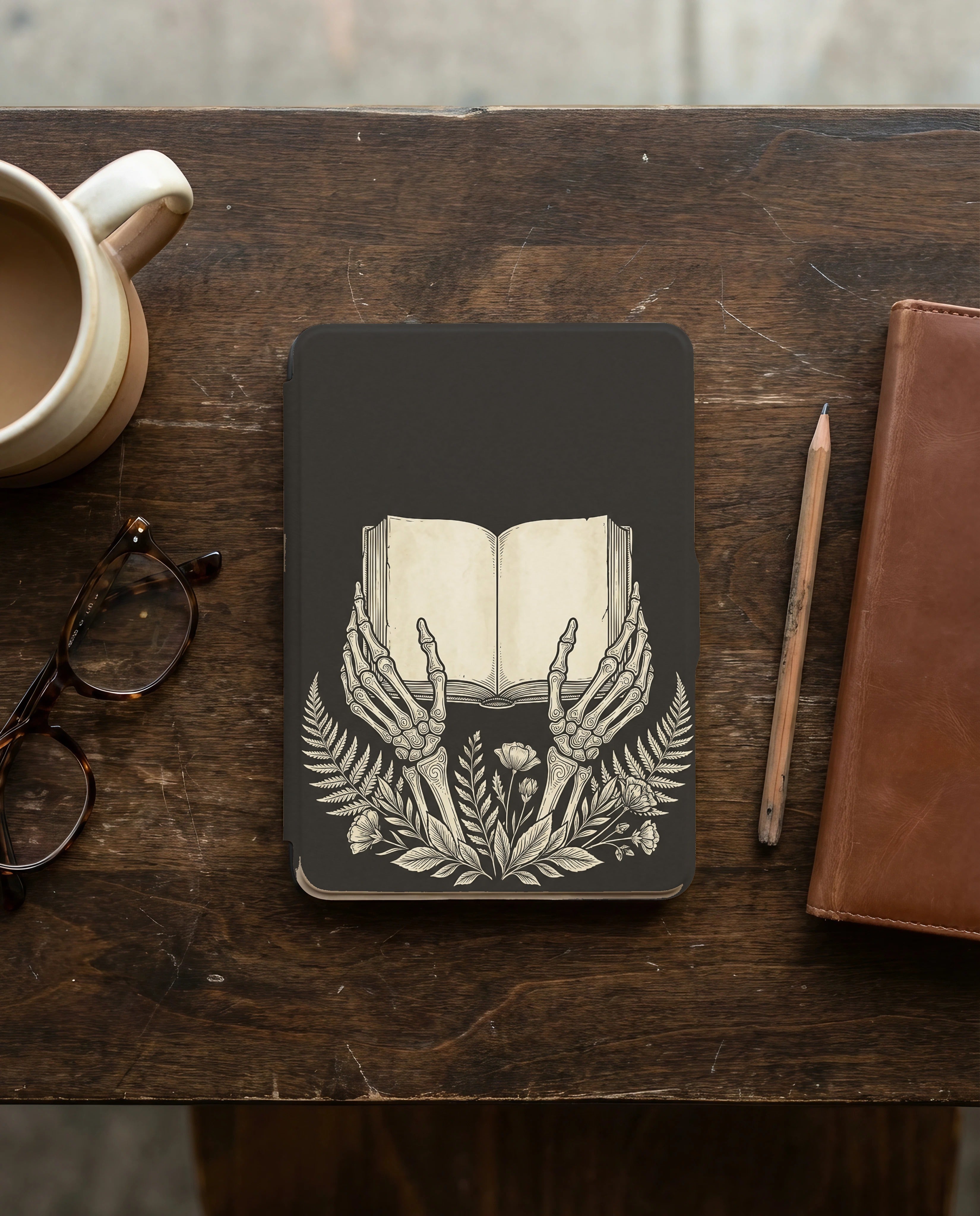 Disembodied Skeleton Hands Kindle Case — Gothic Book Lover Gift
