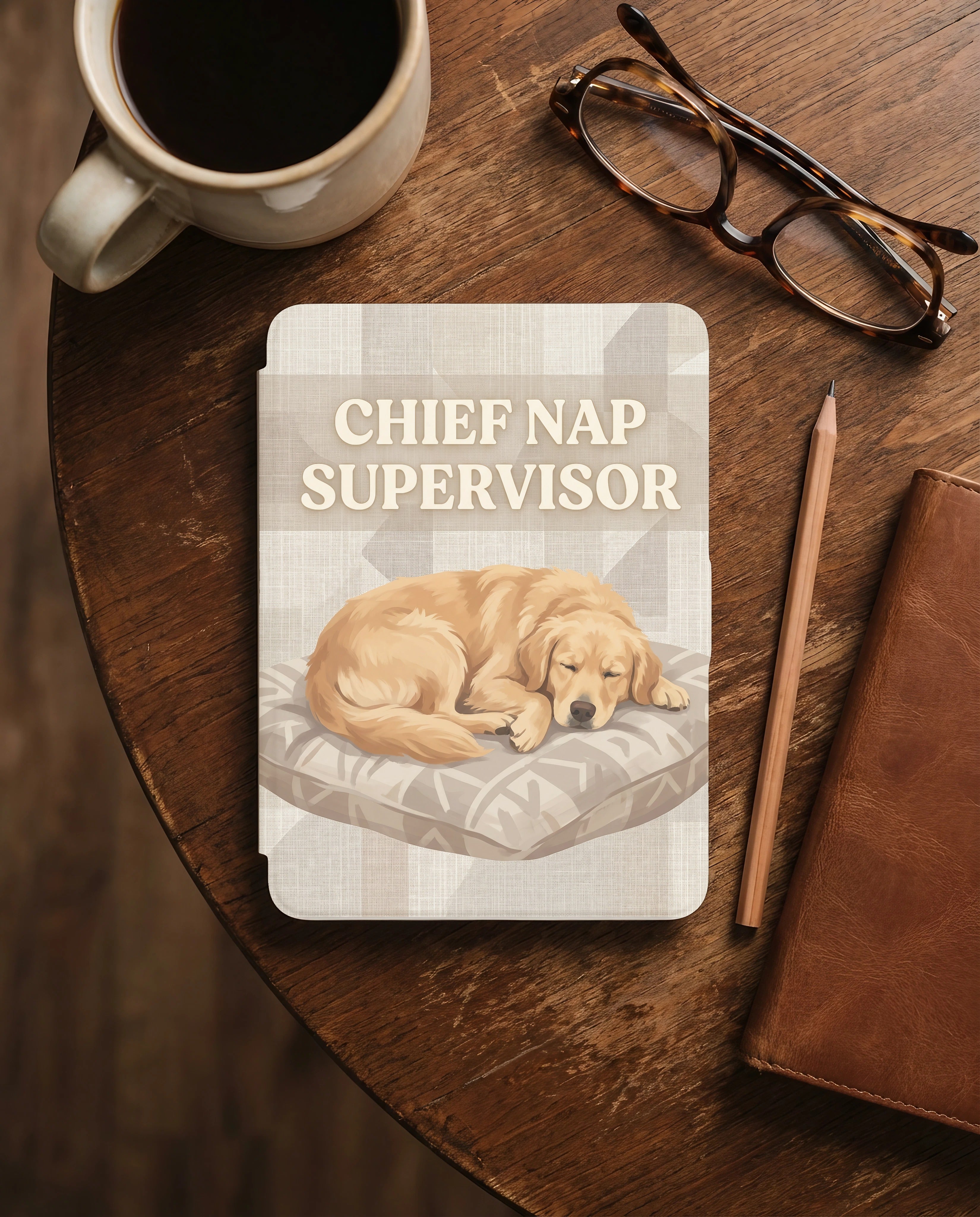 Chief Nap Supervisor Custom Dog Kindle Case — Cozy Personalized Pet Portrait
