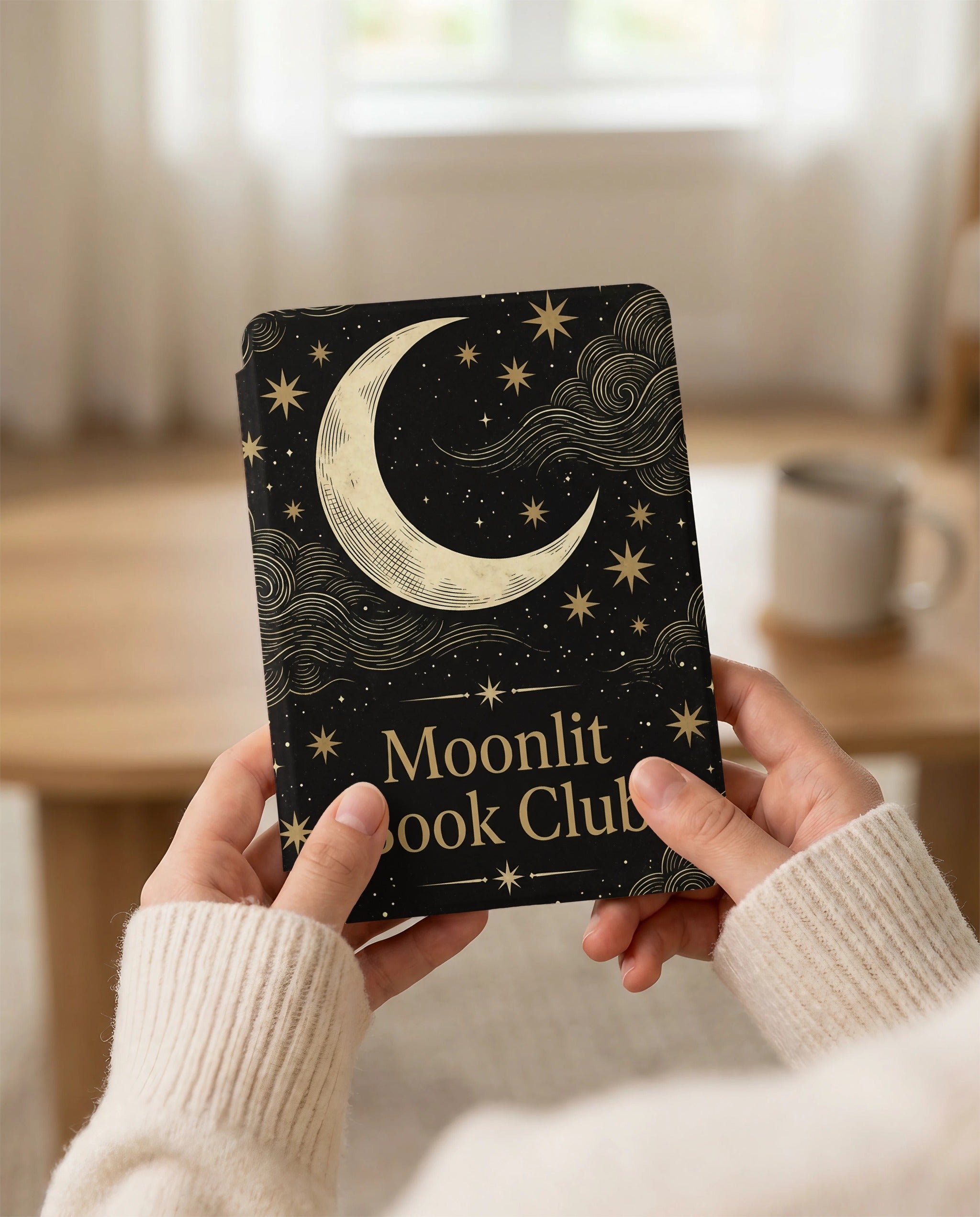 Moonlit Book Club Kindle Case — Vintage Woodcut Slate Blue