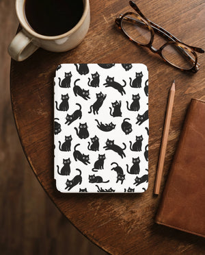 Black Cat Pattern Kindle Paperwhite Case — Playful Cat Lover Gift
