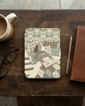 Beagle with Cozy Scarf Reading Kindle Case — Charming Gift for Dog Lovers