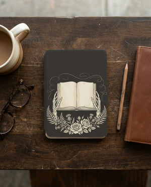 Skeleton Hands Presenting Book Kindle Case — Gothic Book Lover Gift