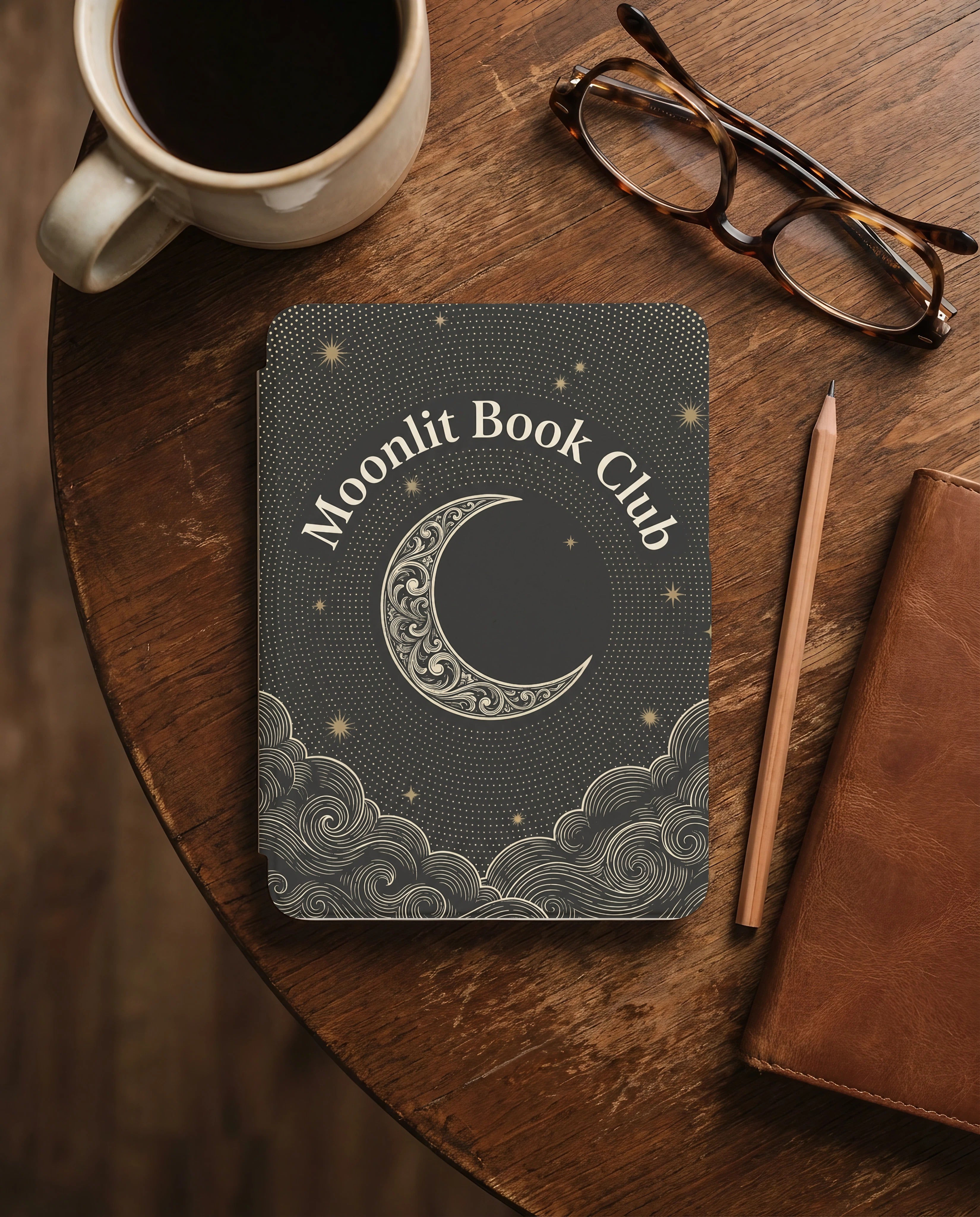 Moonlit Book Club Kindle Case — Ornate Tarot Frame Mystical Design