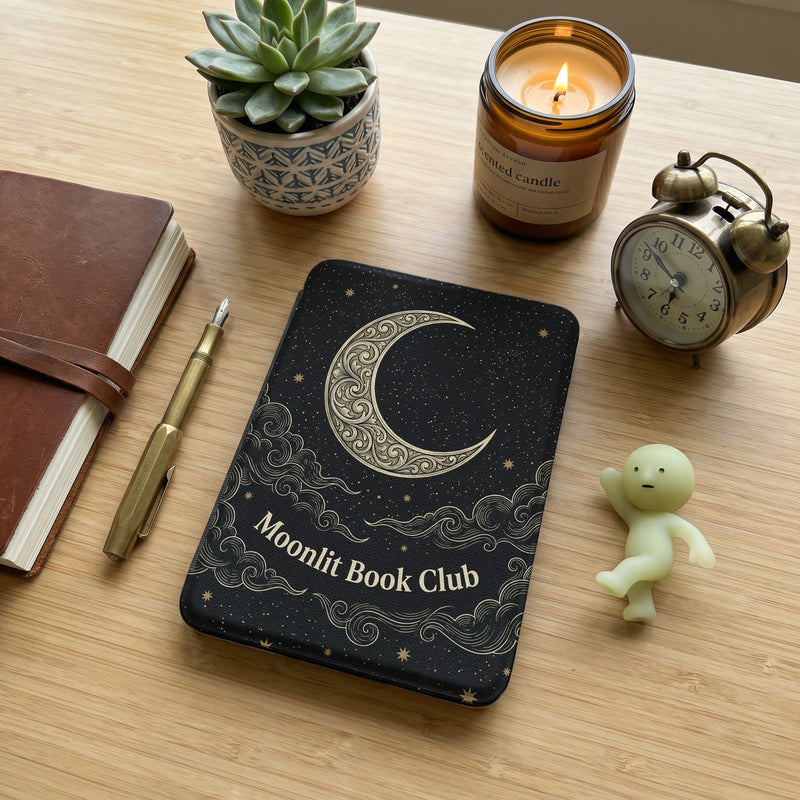Moonlit Book Club Kindle Case — Grand Ornate Crescent Victorian Design