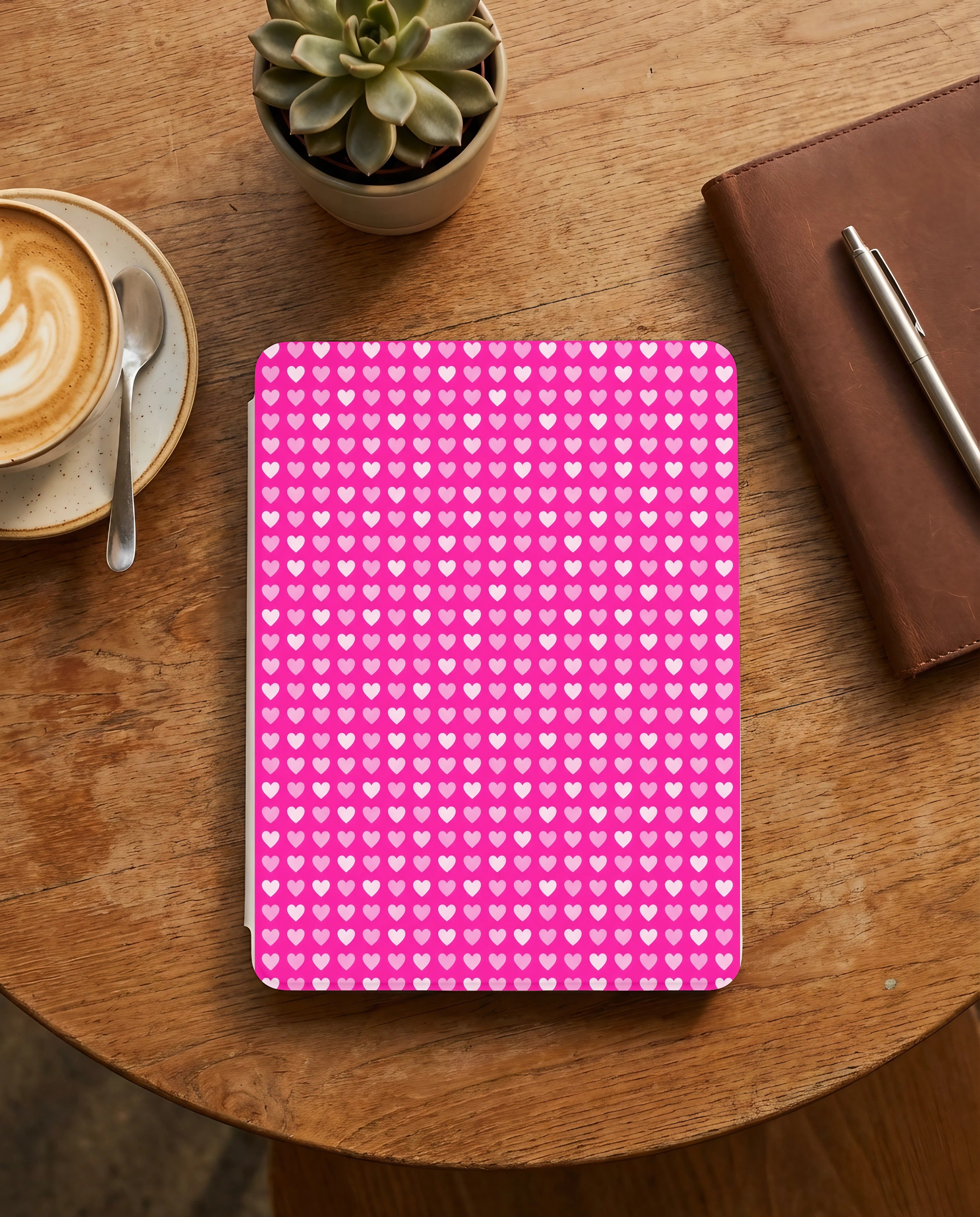 Hot Pink Hearts Kindle Case — Bold Romantic Aesthetic Gift
