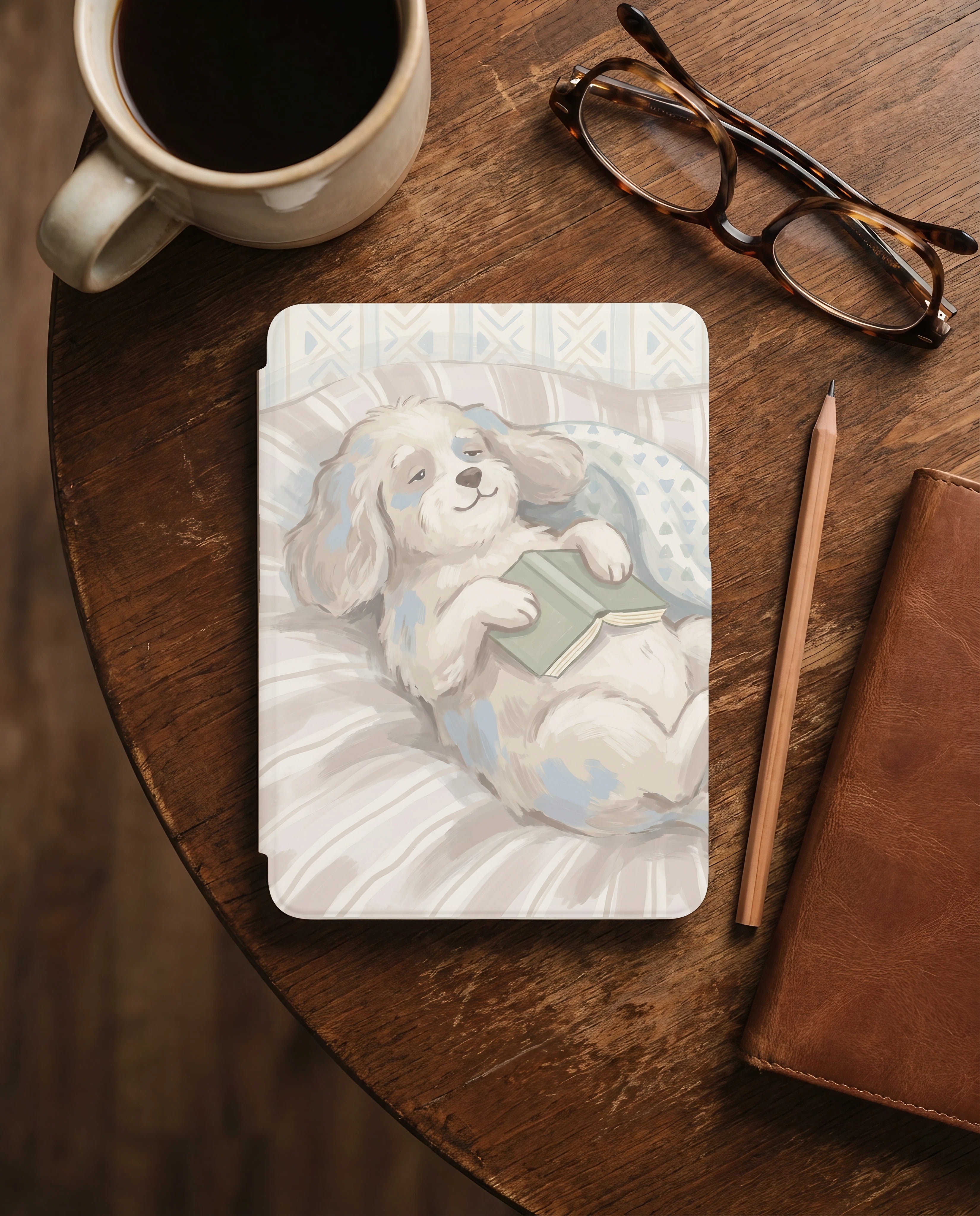 Cute Puppy Reading Kindle Case — Fits Paperwhite & Colorsoft — Adorable Dog Lover Gift