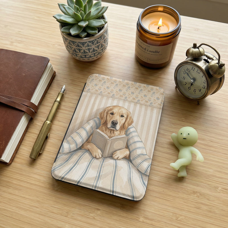 Golden Retriever on Cozy Bedding Kindle Case — Fits Paperwhite & Colorsoft — Dog Lover Gift