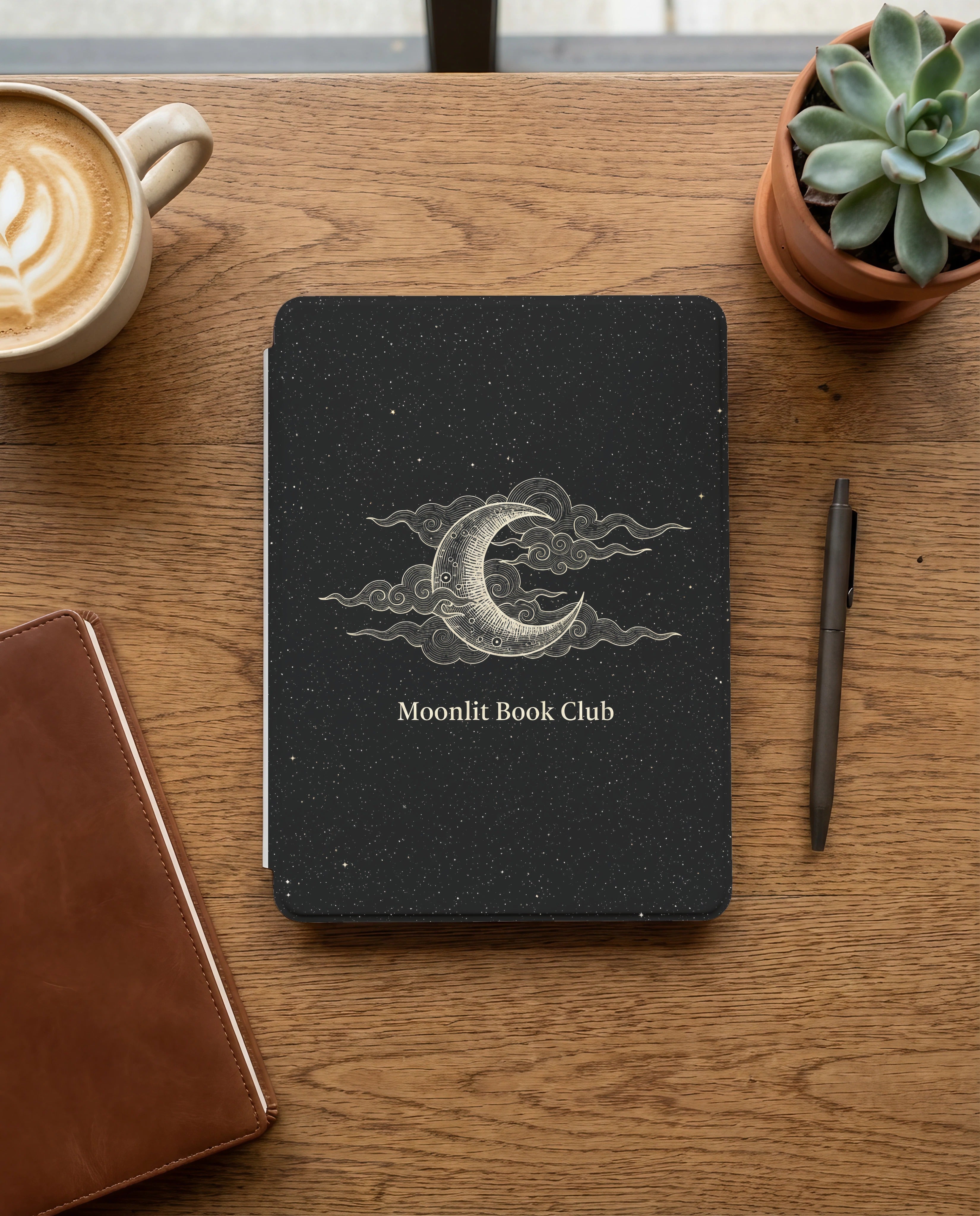 Moonlit Book Club Kindle Paperwhite Case — Minimalist Moon Emblem