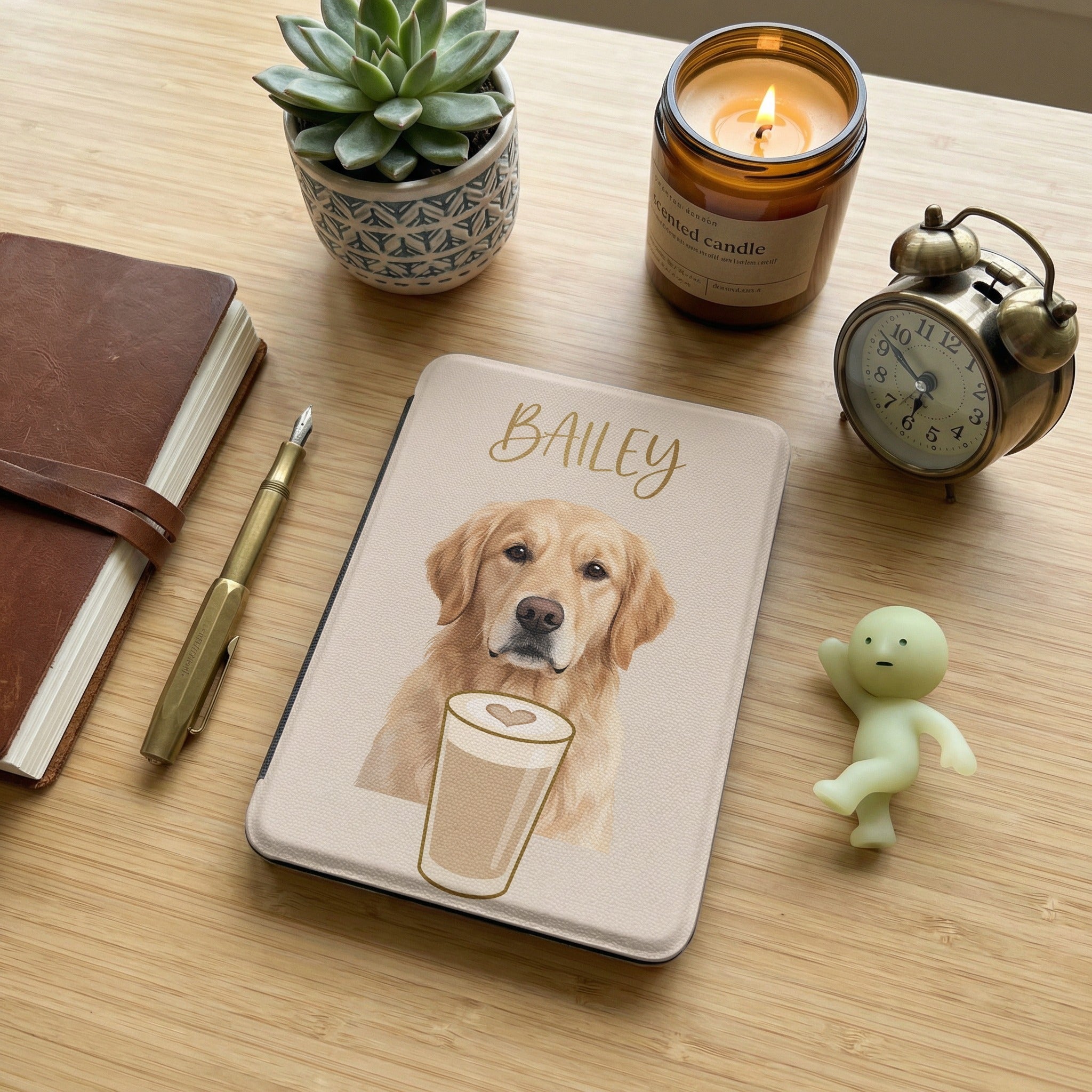 Custom Pet Portrait Kindle Case — Coffee Edition