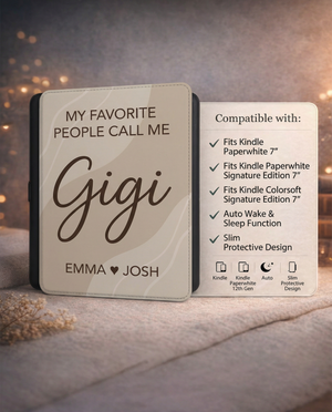 Personalized Gigi Kindle Paperwhite Case — Minimal Design with Grandkids Names