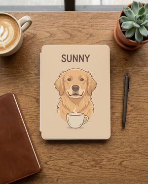 Personalized Pet Portrait Kindle Case — Cozy Café Dog or Cat
