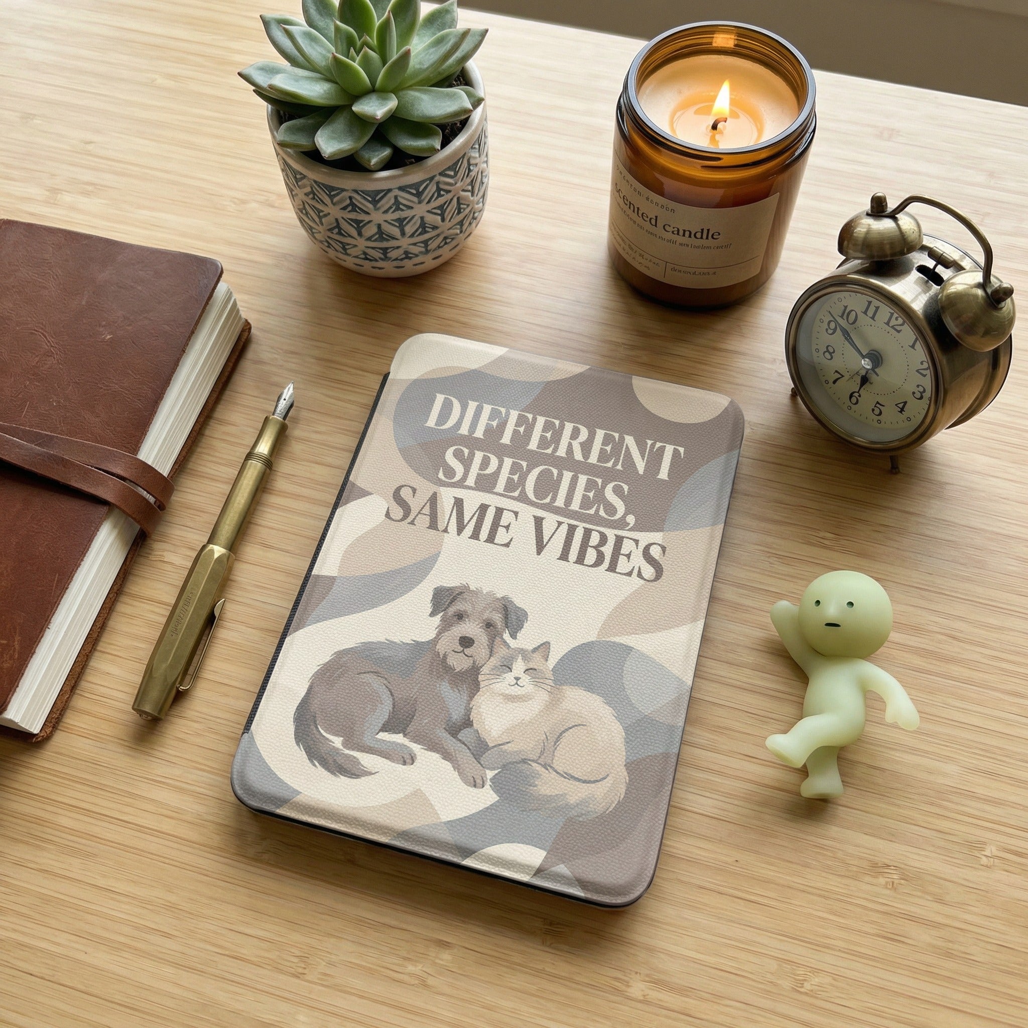 Different Species Same Vibes — Custom Dog & Cat Kindle 12th Gen Case