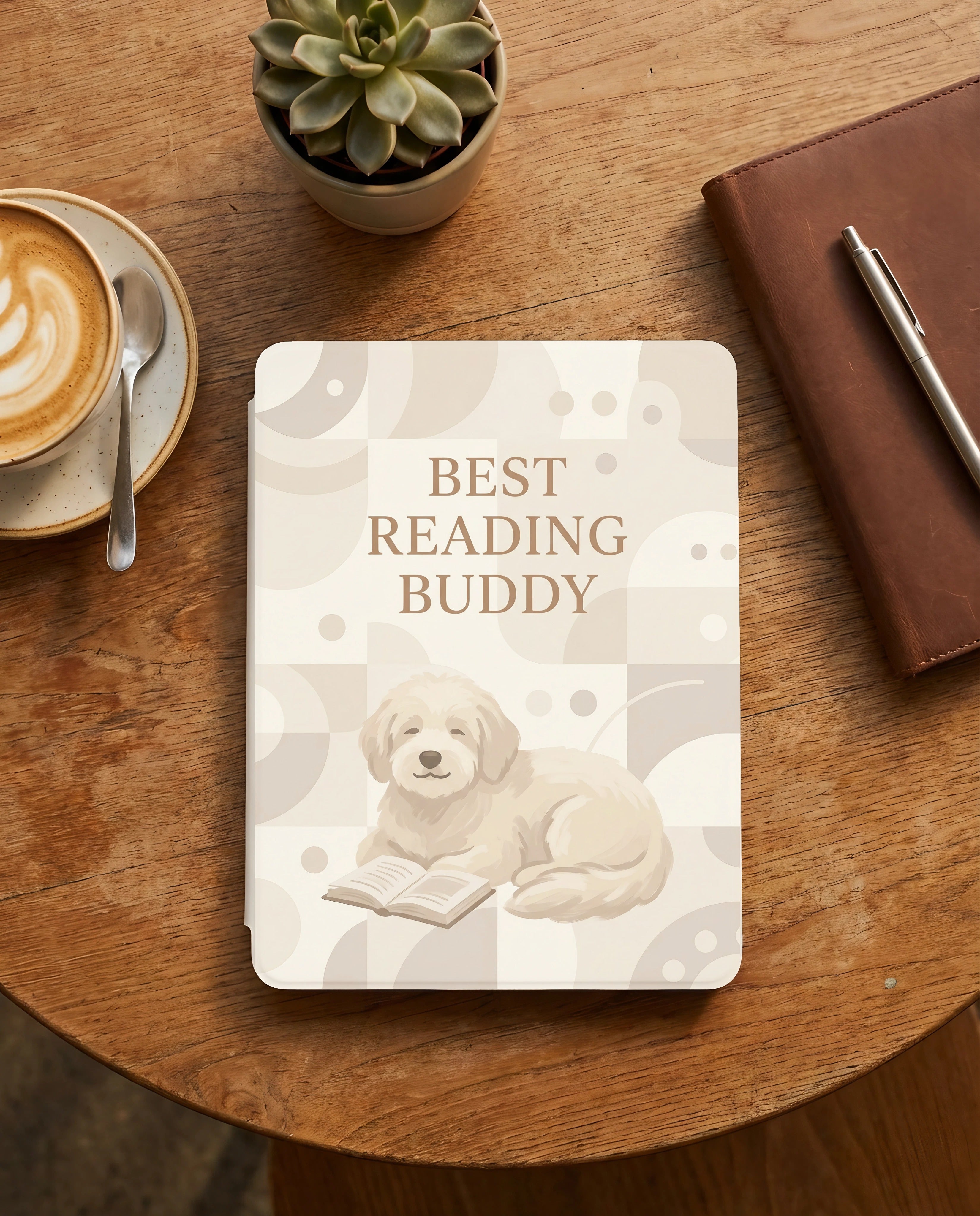 Best Reading Buddy Custom Kindle Case — Goldendoodle Pet Portrait