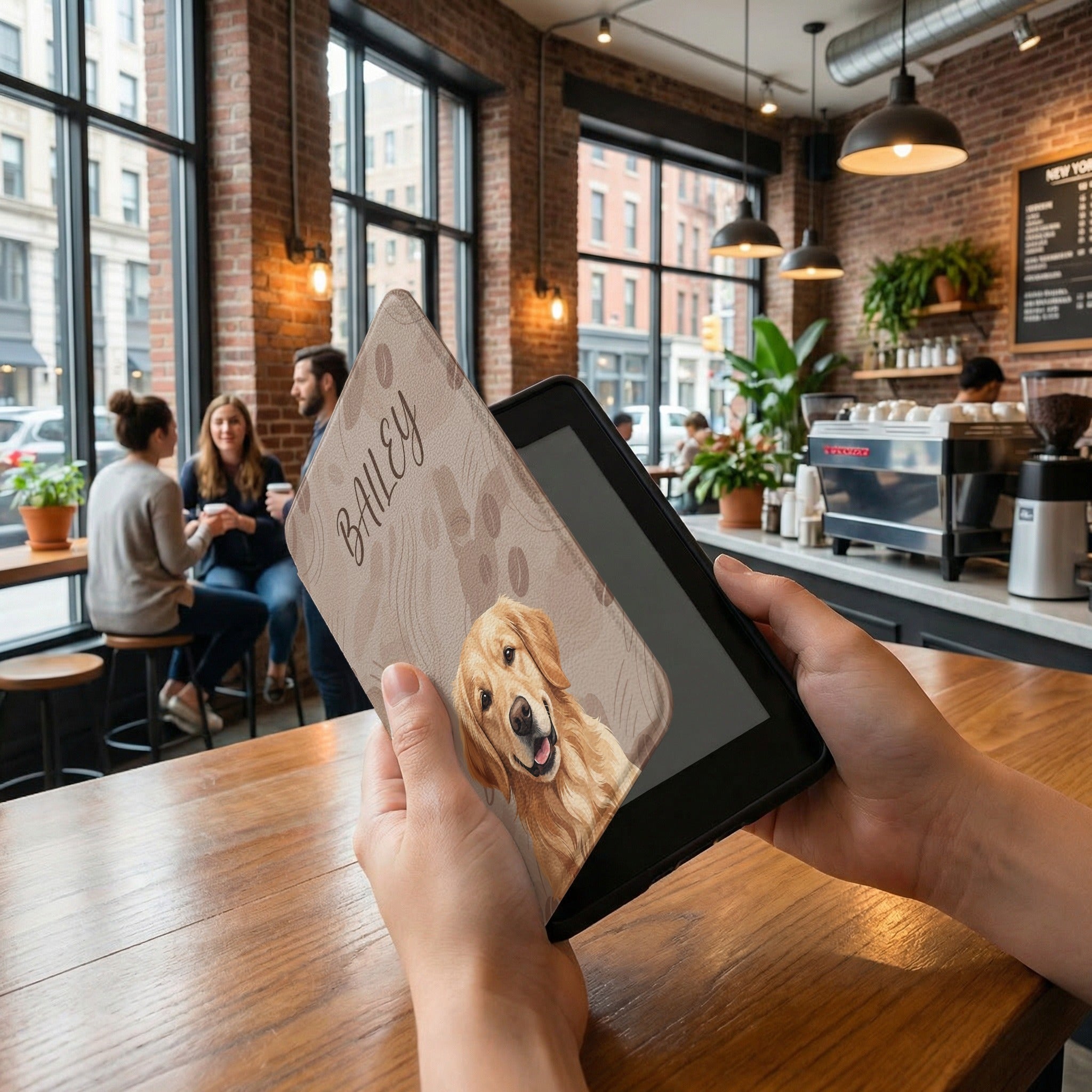 Abstract Personalized Pet Portrait Kindle Paperwhite — Coffee Lovers