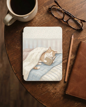 Tabby Kitten on Floral Bedding Kindle Case — Cozy Gift for Cat Lovers