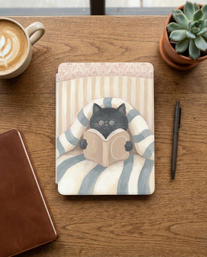 Black Cat in Bed Kindle Paperwhite Case — Cozy Cat Lover Gift