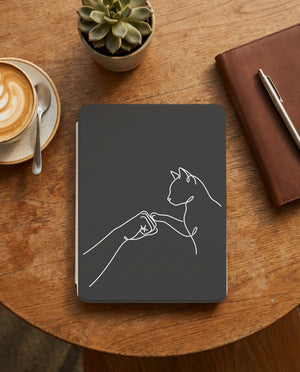 Human Cat Fist Bump Kindle Case — Minimalist Line Art Pet Bond Gift