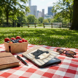 Black Cat Reading Kindle Paperwhite Case — Sleek Gift for Cat Lovers