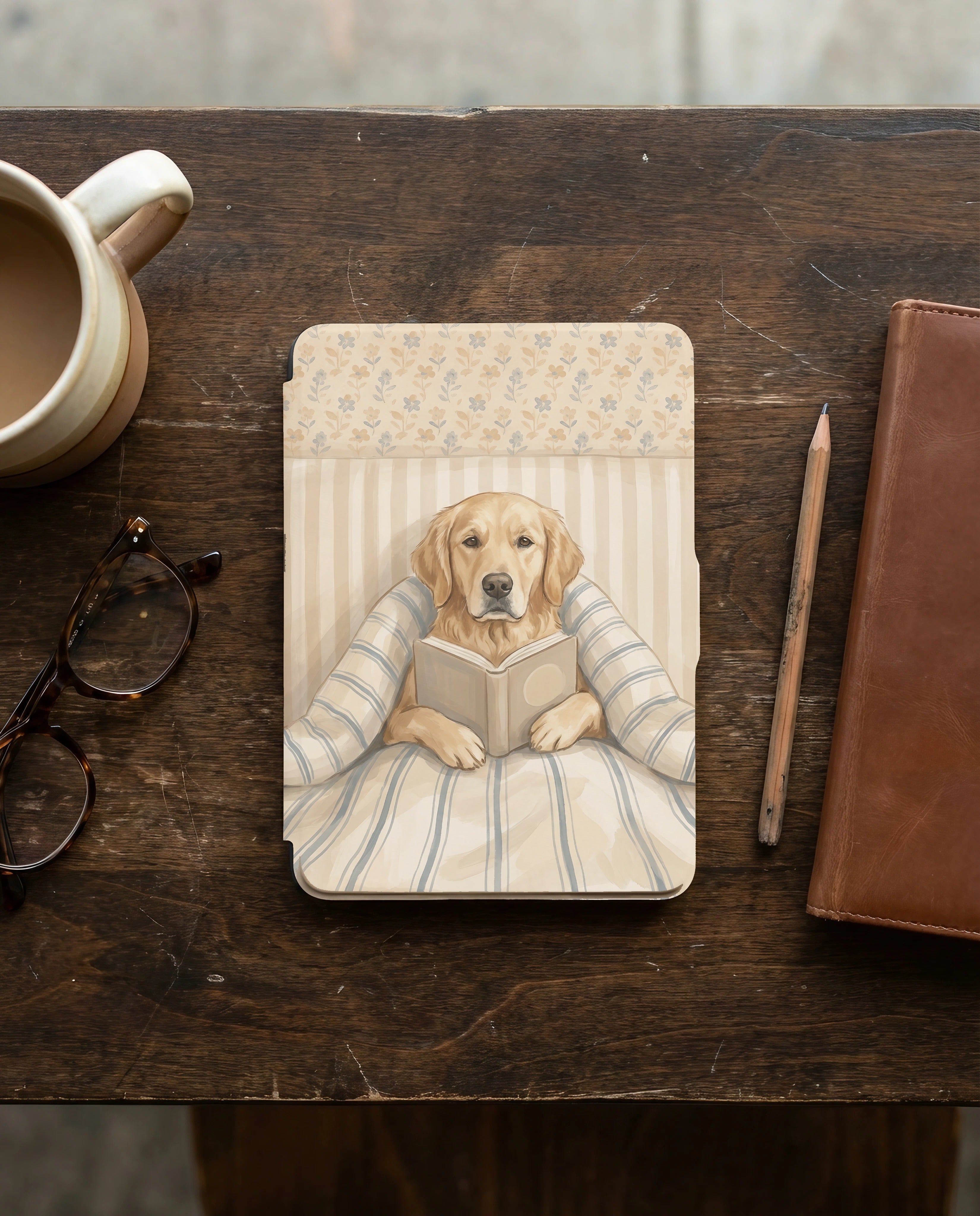 Golden Retriever on Cozy Bedding Kindle Case — Fits Paperwhite & Colorsoft — Dog Lover Gift