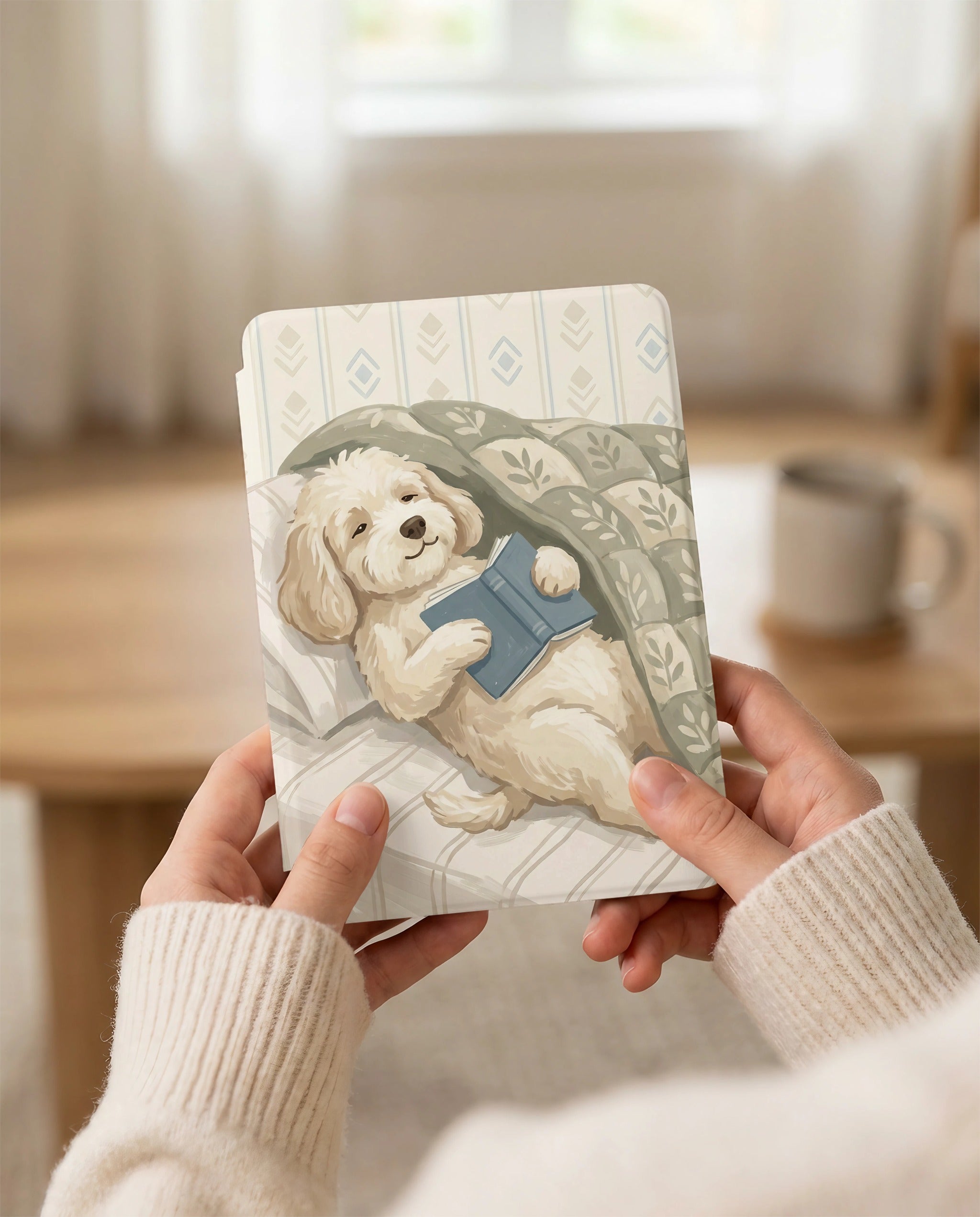 Soft Watercolor Labrador Reading Kindle Paperwhite Case — Cozy Dog Gift