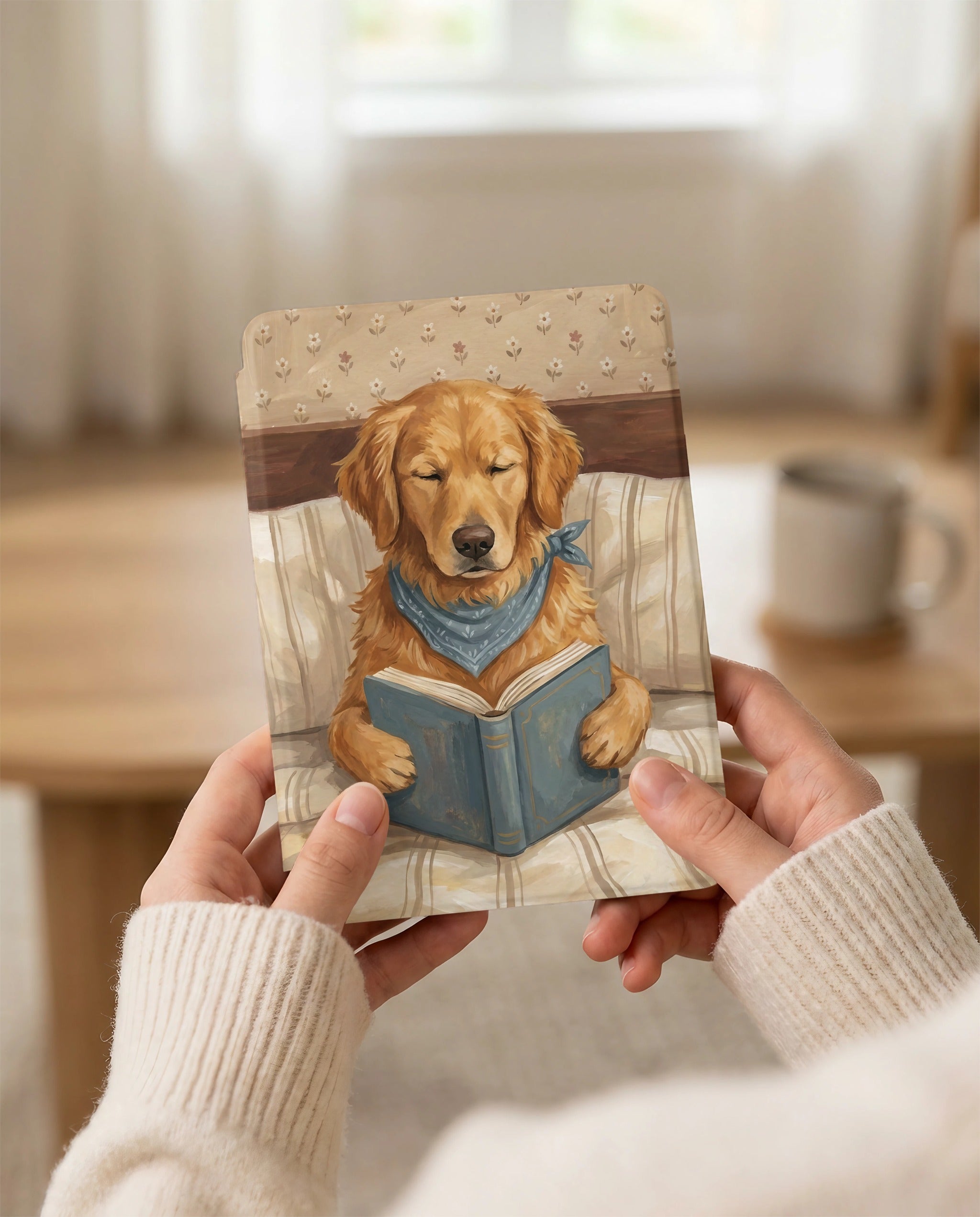 Golden Retriever Reading Kindle Paperwhite Case — Dog Mom Gift