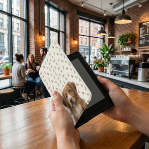 Custom Dog Portrait Kindle Case — Toller with Elegant Silhouette Pattern