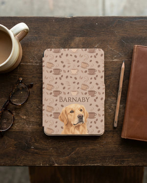 Personalized Pet Portrait Kindle Paperwhite Case - Coffee Beans Pattern