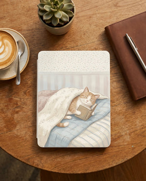 Tabby Kitten on Floral Bedding Kindle Case — Cozy Gift for Cat Lovers