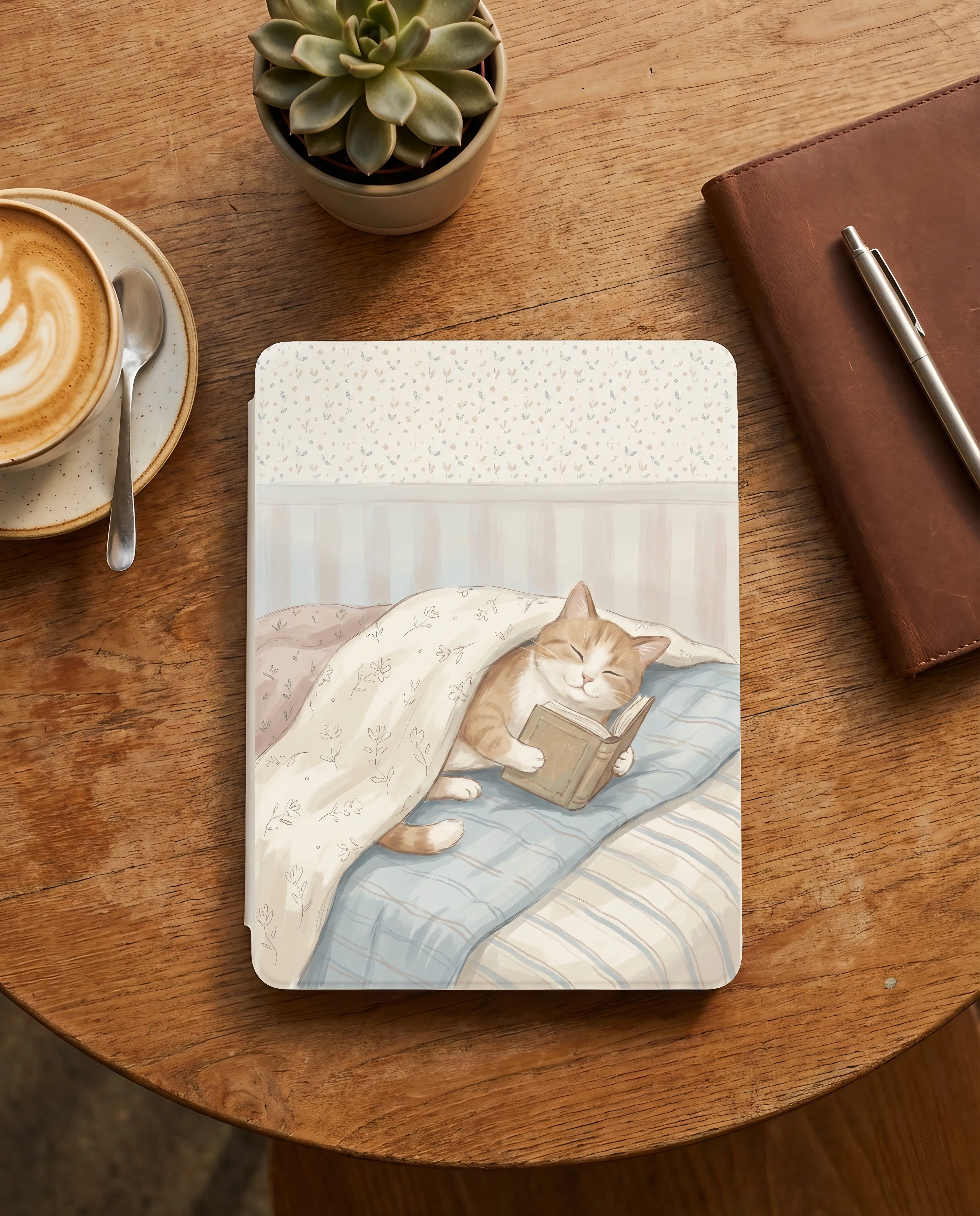 Tabby Kitten on Floral Bedding Kindle Case — Cozy Gift for Cat Lovers