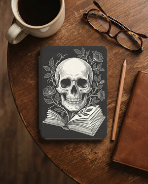 Large Skull on Book Kindle Case — Gothic Book Lover Gift