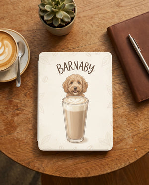 Custom Dog Portrait Kindle Case — Latte Edition