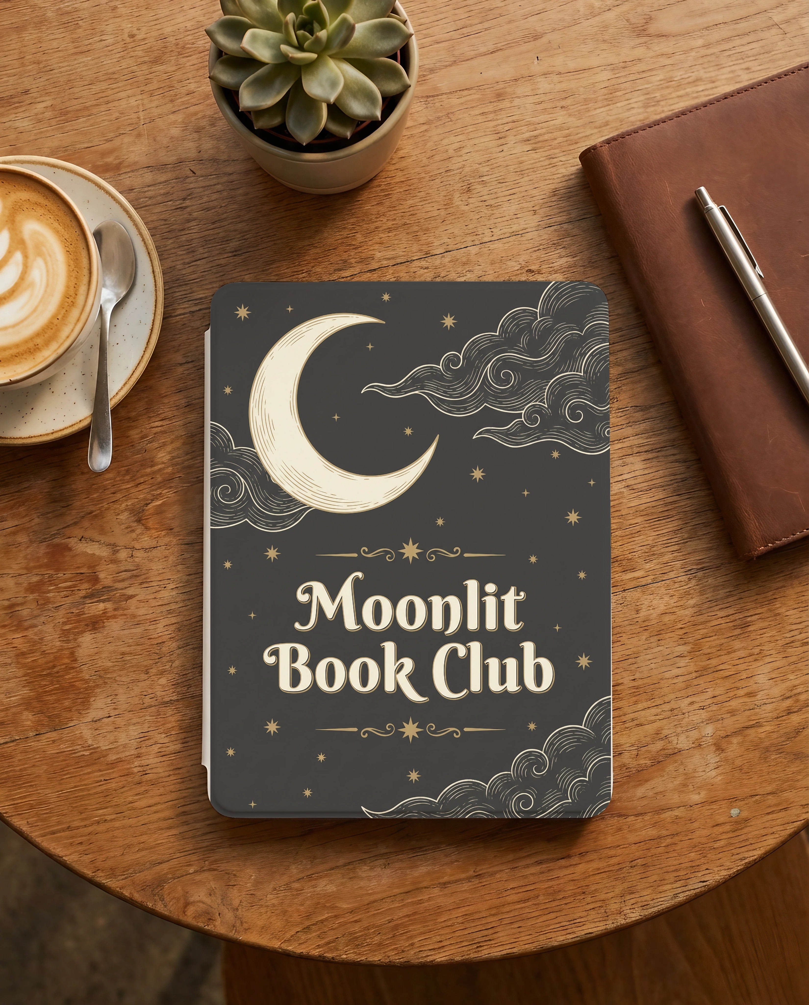 Moonlit Book Club Kindle Colorsoft Case — Community Charcoal Warm