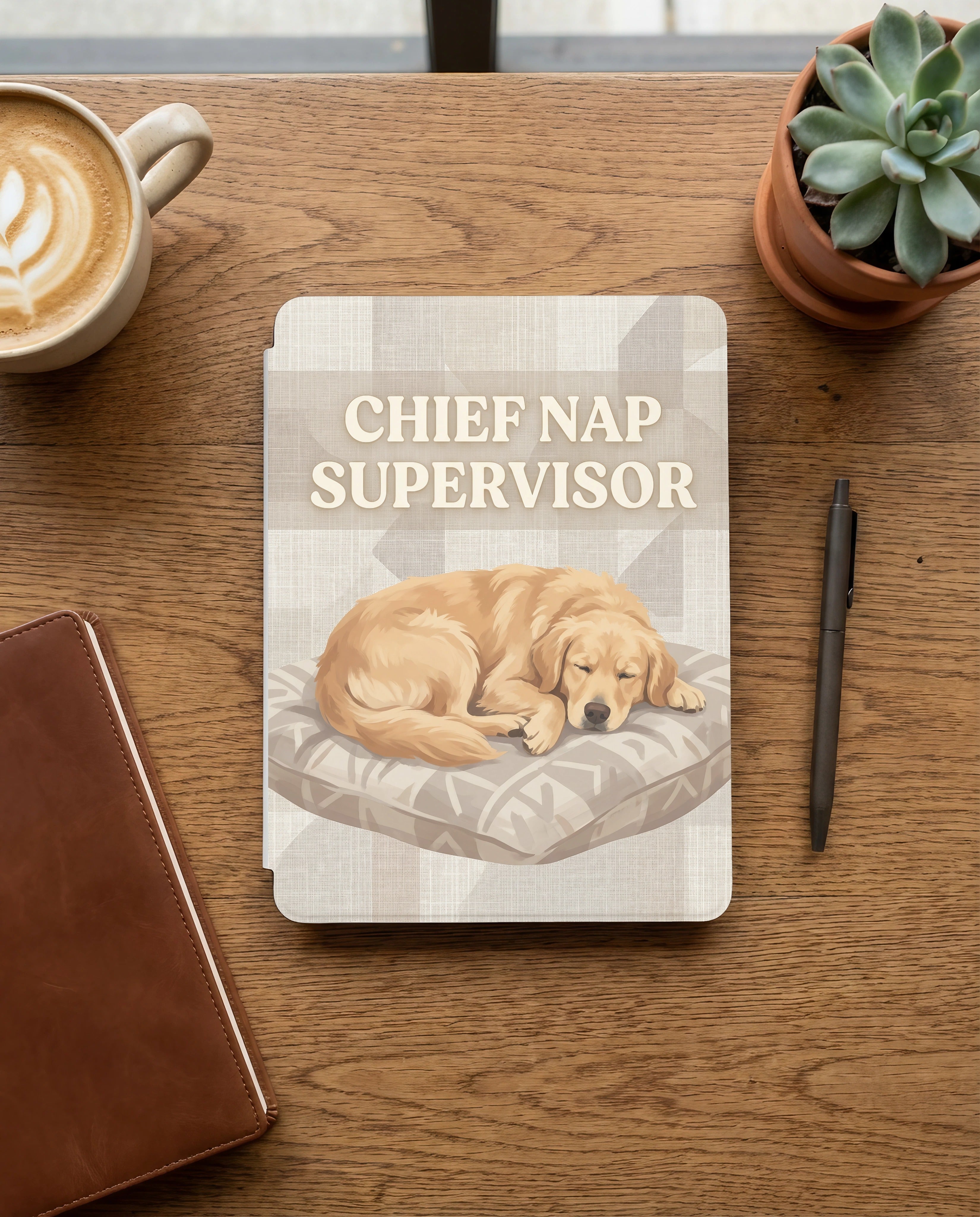 Chief Nap Supervisor Custom Dog Kindle Case — Cozy Personalized Pet Portrait