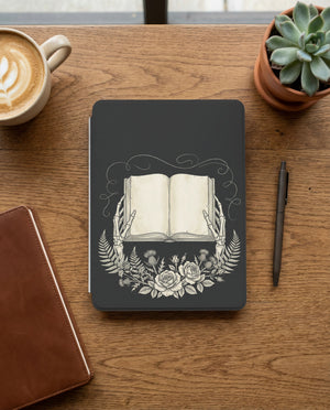 Skeleton Hands Presenting Book Kindle Case — Gothic Book Lover Gift