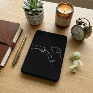 Human Dog Fist Bump Kindle Case — Minimalist Line Art Pet Bond Gift